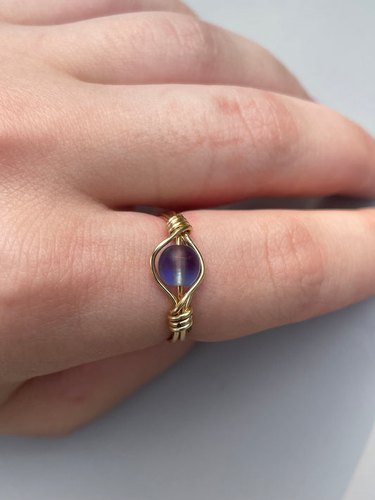 Purple gold plated wire ring